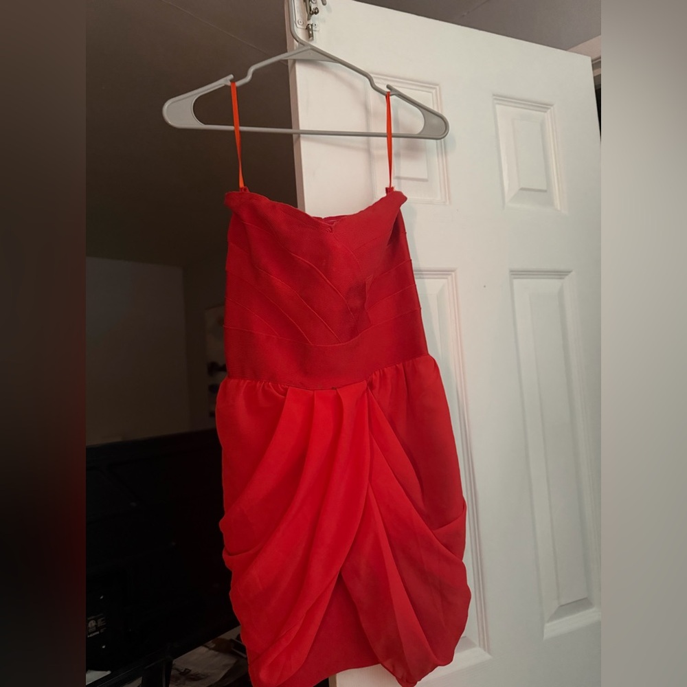 Jaime Ashley Elegant Red Strapless Dress
